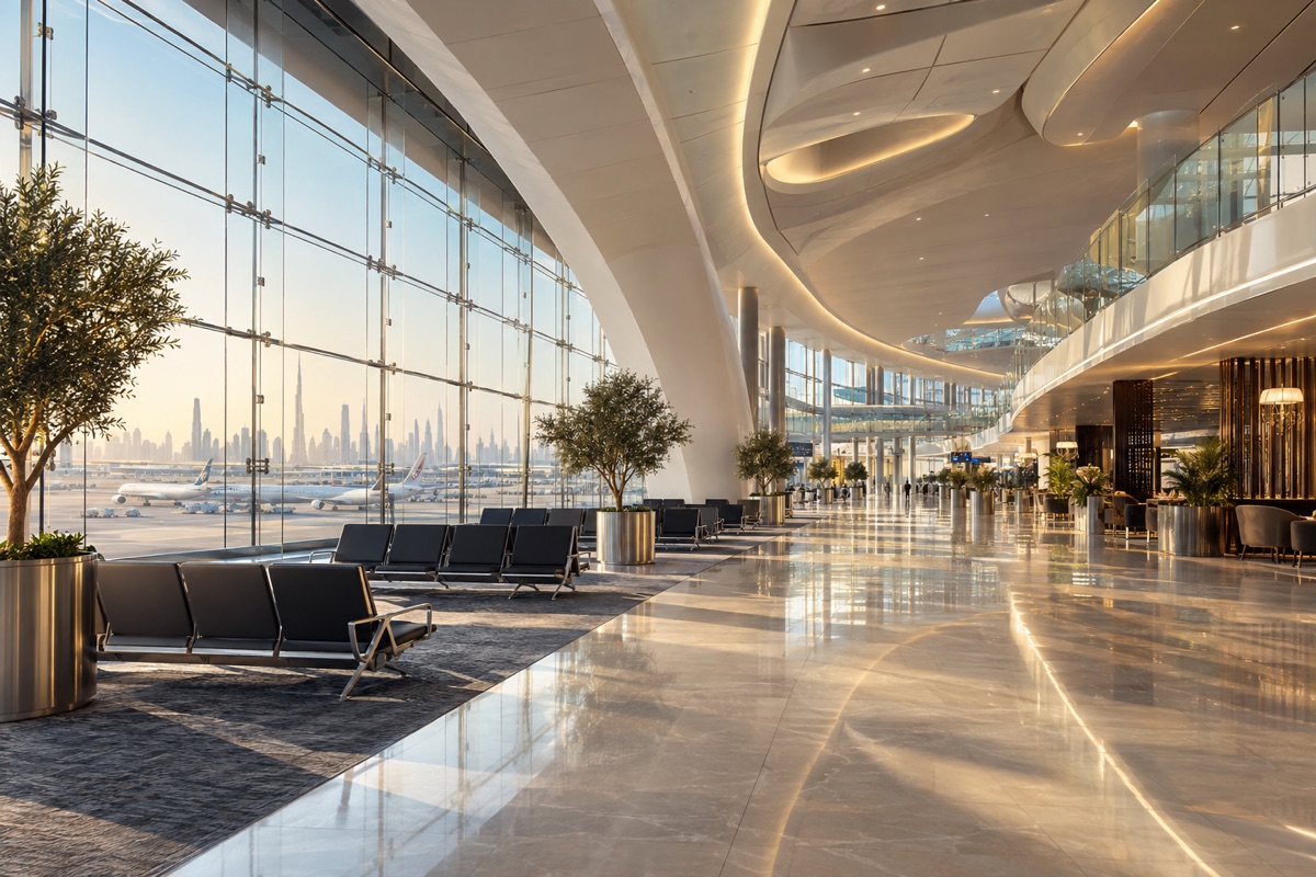 Ansicht des Flughafens Dubai International